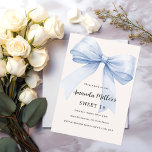 Blue bow cream beige elegant Sweet 16 Invitation<br><div class="desc">A soft beige,  cream coloured background,  decorated with a large light blue bow. Personalise and add a name and party details.</div>