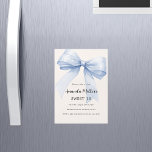 Blue bow cream beige elegant Sweet 16 luxury Magnetic Invitation<br><div class="desc">A soft beige,  cream coloured background,  decorated with a large light blue bow. Personalise and add a name and party details.</div>