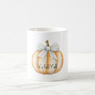 Blue Bow Cream Orange Pumpkin  Coffee Mug