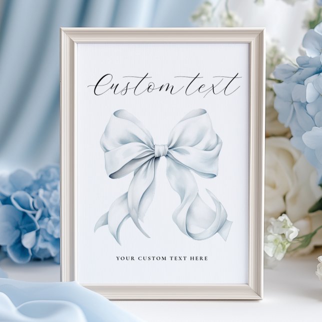 Blue Bow Custom Text Table Sign (Creator Uploaded)