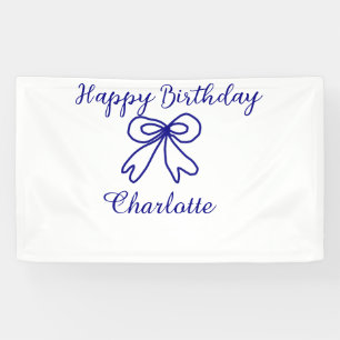 Blue bow CUTIE ADD NAME BABY happy birthday Banner