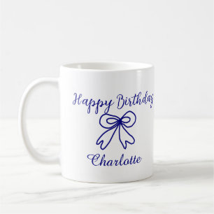 Blue bow CUTIE ADD NAME BABY happy birthday Coffee Mug