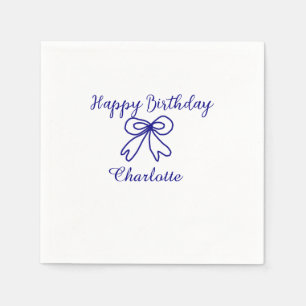 Blue bow CUTIE ADD NAME BABY happy birthday  Napkin