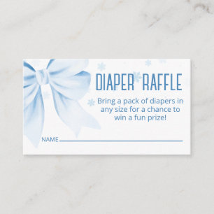 Blue Bow Diaper Raffle Winter Baby Shower Enclosure Card