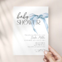 Blue Bow Dusty Coquette Baby Shower
