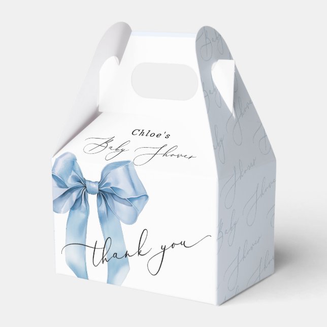 Blue Bow Elegant Baby Shower Favour Box (Front Side)