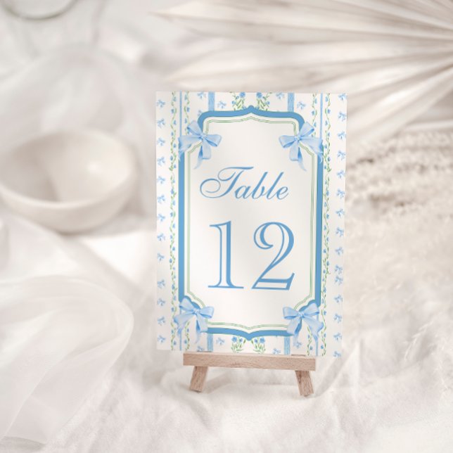 Blue Bow Elegant Vintage Table Number (Creator Uploaded)