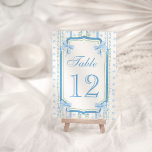 Blue Bow Elegant Vintage Table Number