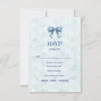 Blue Bow Engagement Invitation – Japanese Style
