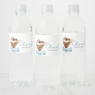 Blue Bow Espresso Martini Baby Shower Water Bottle Label
