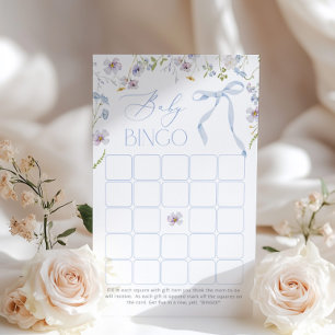 Blue Bow Floral Baby Bingo Baby shower Game