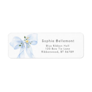 Blue Bow Floral Baby Shower Return Address Label