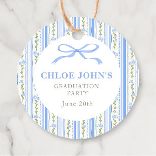 Blue Bow Floral Graduation Favour Tags