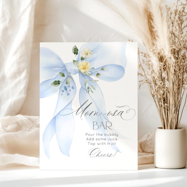 Blue Bow floral Momosa bar watercolor Poster (Creator Uploaded)