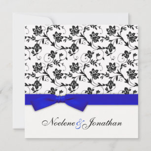 Blue Bow Flower Wedding Invitation