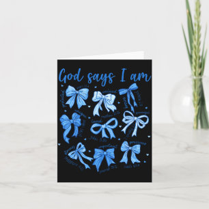 Blue Bow God Say I Am Christian Girl Women Bible V Card