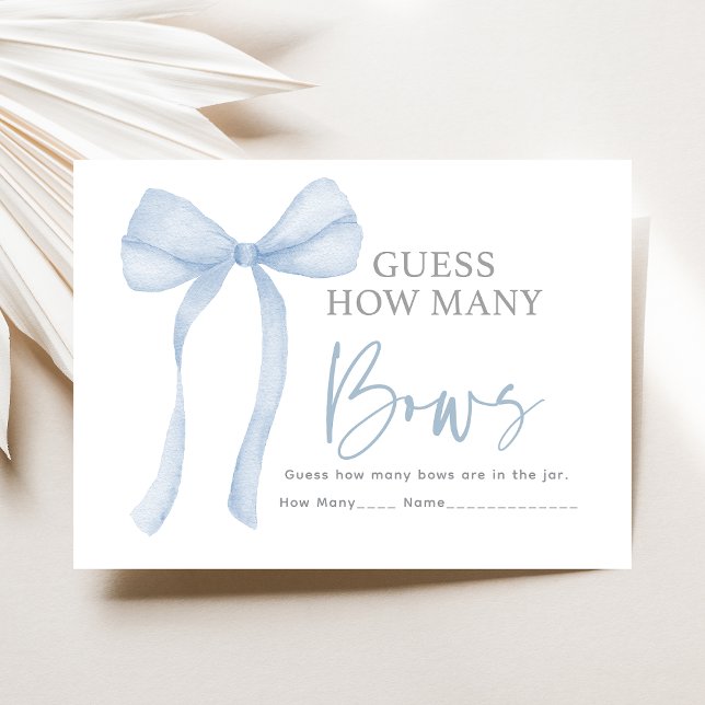 Blue Bow Guess How Many Baby Shower Game Enclosure Card (Creator Uploaded)