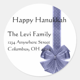 Blue Bow Hanukkah Return Address Labels