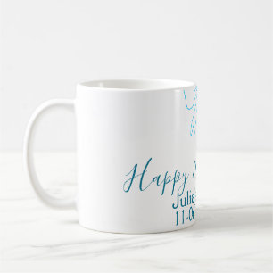 Blue bow happy 21st birthday name date girlstylish coffee mug