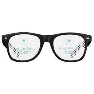 Blue bow happy 21st birthday name date girlstylish retro sunglasses