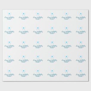 Blue bow happy 21st birthday name date girlstylish wrapping paper