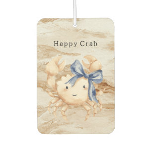 Blue Bow Happy Cream Sand Crab Car Air Freshener