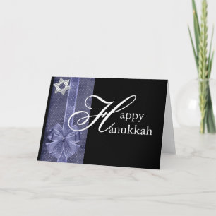 Blue Bow Happy Hanukkah Greeting Card