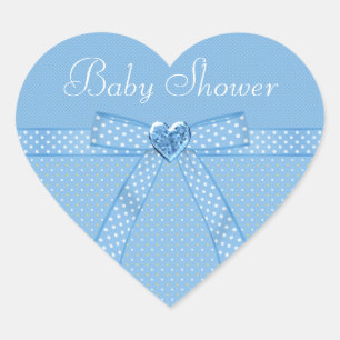 Blue Bow & Heart Jewels Boy Baby Shower Stickers
