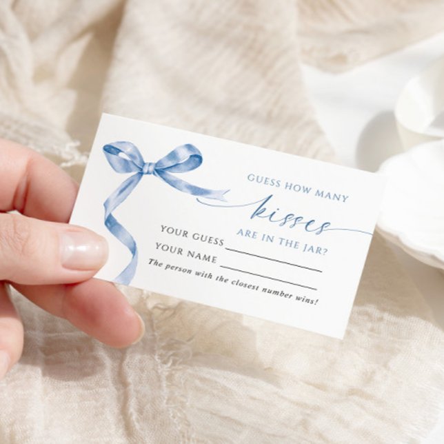 Blue Bow How Many Kisses Shower Game card (Creator Uploaded)