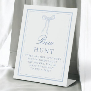 Blue Bow Hunt Coquette Find The Bows Guess Game Pedestal Sign