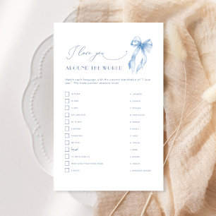 Blue Bow I Love You Around The World Bridal Shower