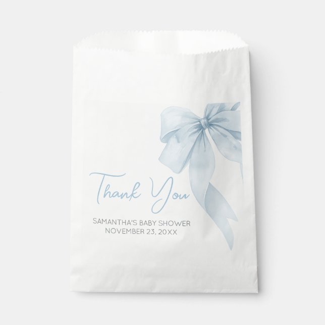 Blue Bow Its A Boy Baby Shower Favour Bag (Front)