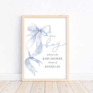Blue Bow It's a Boy Baby Shower Poster