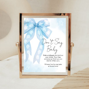 Blue Bow Little Boo Shower Don't Say Baby Sign
