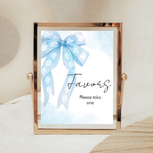 Blue Bow Little Boo Shower Favours Sign