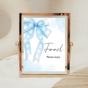 Blue Bow Little Boo Shower Food Sign