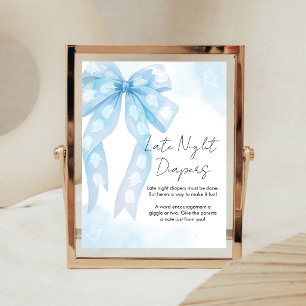 Blue Bow Little Boo Shower Late Night Diapers Sign