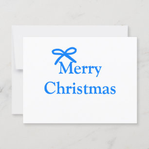 Blue bow merry Christmas family gifts simple moder Postcard