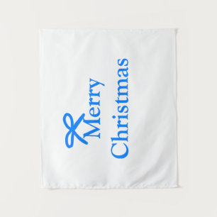 Blue bow merry Christmas family gifts simple moder Tapestry