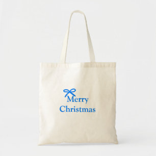 Blue bow merry Christmas family gifts simple moder Tote Bag