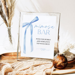 Blue Bow Mimosa Bar Bridal Shower Sign