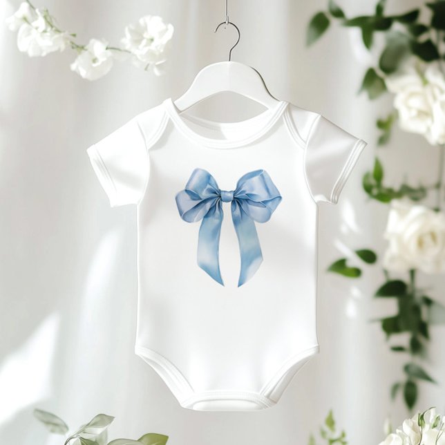 Blue Bow minimalist cute baby shower Baby Bodysuit (Creator Uploaded)