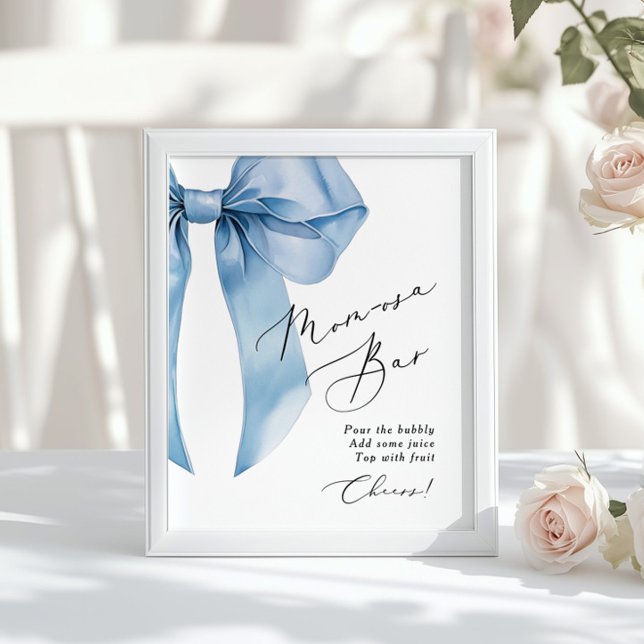 Blue Bow Momosa bar Baby Boy Shower Poster (Creator Uploaded)