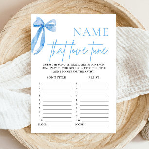 Blue Bow Name That Love Tune Bridal Shower Game Invitation