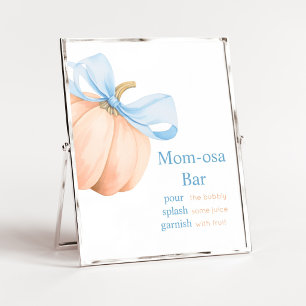 Blue Bow Orange Pumpkin Mum Osa Bar Sign