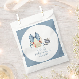 Blue Bow Pacifier Baseball Sport Baby Shower Favour Bag