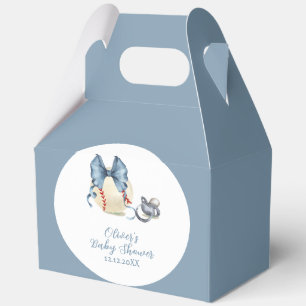 Blue Bow Pacifier Baseball Sport Baby Shower Favour Box