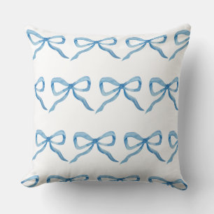 Blue bow preppy grandmillenial girly cushion