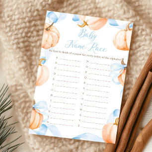 Blue Bow Pumpkin Baby Shower Baby Name Race Game