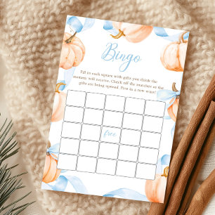 Blue Bow Pumpkin Baby Shower Bingo Game